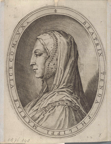 Portret van Beatrice di Tenda ,Agostino Carracci, 1642 Canvas Print