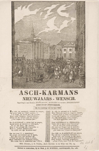 New Year's wish of the Amsterdam ash cartmen for the year 1846, Dirk Wijbrand Tollenaar, 1845 - 1846 Canvas Print