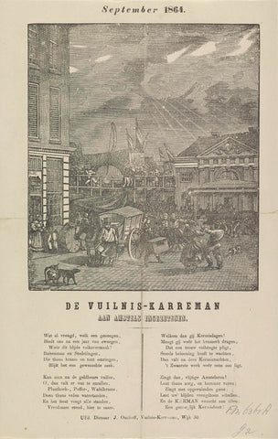 Fairground print of the garbage men of Amsterdam for the year 1864, Dirk Wijbrand Tollenaar, 1864 Canvas Print