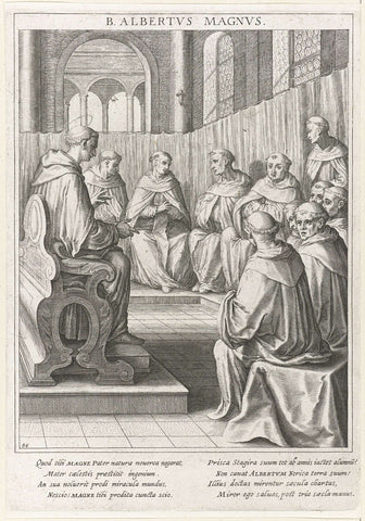 Heilige Albertus Magnus in gesprek met monniken, Raphaël Sadeler (I), 1615 Canvas Print