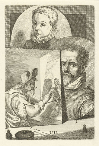 Portraits of Joachim Wtewael, Zacharias Dolendo and Hendrik de Keyser I, Jan l'Admiral, 1764 Canvas Print