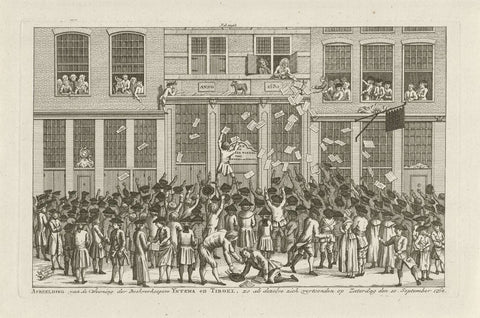 Looting of the shop of the publishers Yntema & Tiboel, 1768, anonymous, 1768 Canvas Print