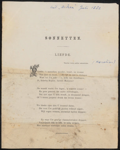 Sonnets of Willem Kloos from the Jan Veth archive, Willem Kloos, 1882 - 1894 Canvas Print