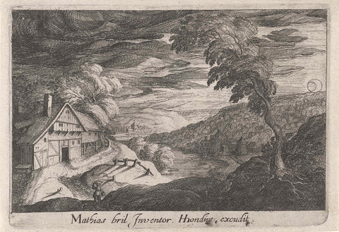 Landscape by Moonlight, Simon Frisius (attributed to), 1614 Canvas Print