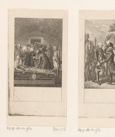 Frederick II at the opened grave of his predecessor, Daniel Nikolaus Chodowiecki, 1788 Canvas Print