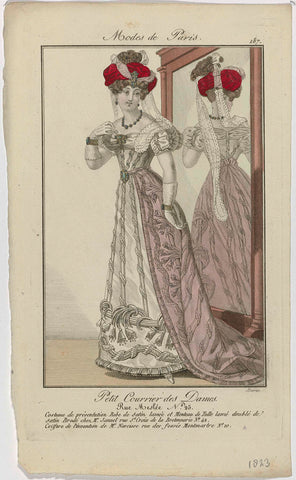 Petit Courrier des Dames, 1823, No. 187 : Costume de présentation (...), Barrau, 1823 Canvas Print