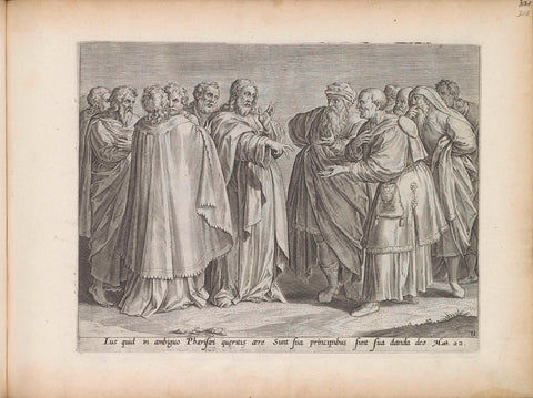 Christ in debate with the Pharisees over the tax to the emperor, Hans Collaert (I) (attributed to), 1643 Canvas Print