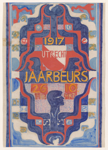 Design for a poster for the Jaarbeurs in Utrecht in 1917, Carel Adolph Lion Cachet, 1874 - 1917 Canvas Print