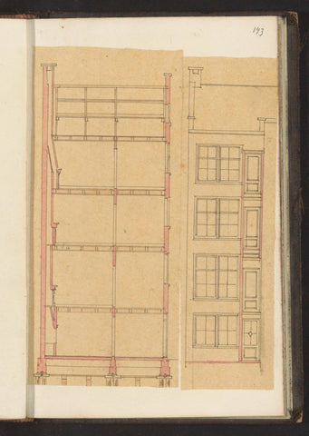 Revolt of a façade and a cross-section of a building, Willem Springer jr., c. 1864 Canvas Print