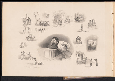 Cartoon in Leiden student almanac, 1848, Alexander Ver Huell (possibly), 1848 Canvas Print