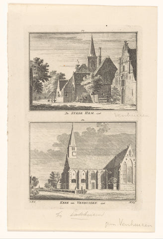 View of the village of Hem and view of the church in Venhuizen, 1726, Hendrik Spilman, 1752 - 1792 Canvas Print