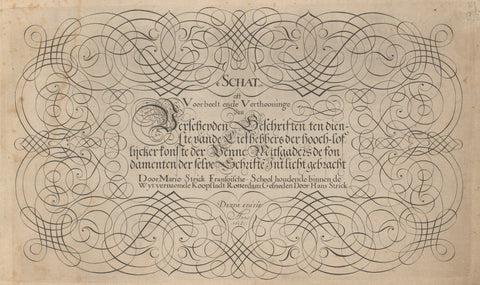 Title page for a series of calligraphic writing examples, Hans Strick, 1618 Canvas Print