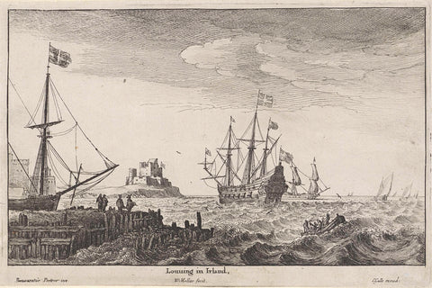 Ships off the coast of Ireland, Wenceslaus Hollar, 1651 - 1678 Canvas Print