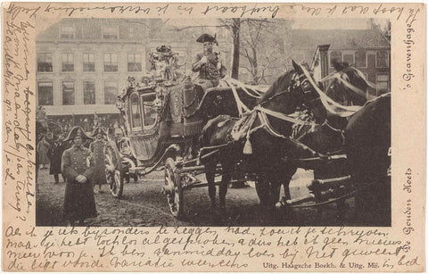 The golden carriage of the wedding procession of Wilhelmina, Queen of the Netherlands, and Hendrik van Mecklenburg-Schwerin in The Hague on February 7, 1901, anonymous, anonymous, 1901 Canvas Print