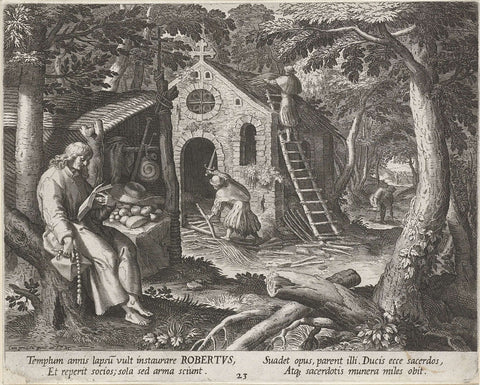 Saint Robert as Hermit, Raphaël Sadeler (I), 1600 Canvas Print