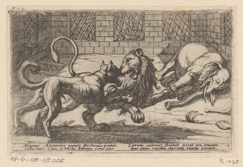 dog, lion and elephant in a cage, Antonio Tempesta, 1602 Canvas Print