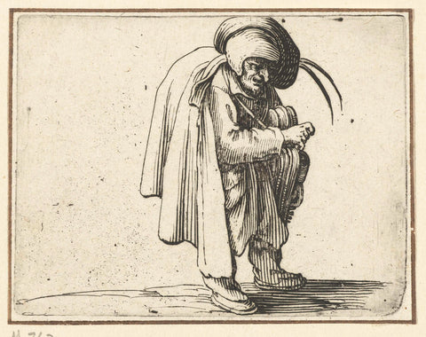 Grotesque figure with winch, Jacques Callot, 1621 - 1625 Canvas Print