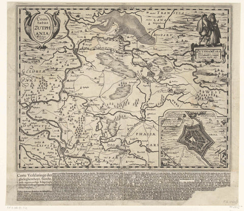 Map of county Zutphen, 1627, Pieter van der Keere, 1627 Canvas Print