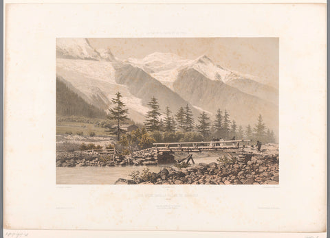 View of the chamonix valley with the river Arve, Eugène Cicéri, 1859 Canvas Print