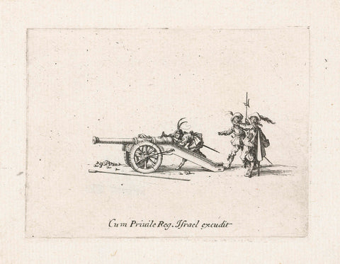 Exercises with a cannon: pointing a cannon, Jacques Callot, 1635 Canvas Print