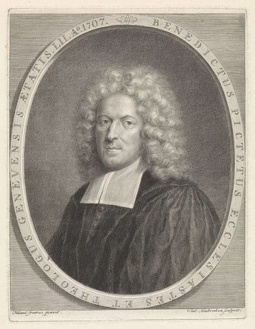 Portret van Benedict Pictet, Jacob Houbraken, 1708 - 1780 Canvas Print