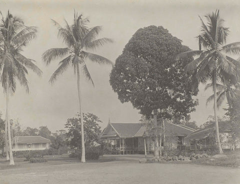 Buildings under trees, anonymous, 1903 - 1907 Canvas Print