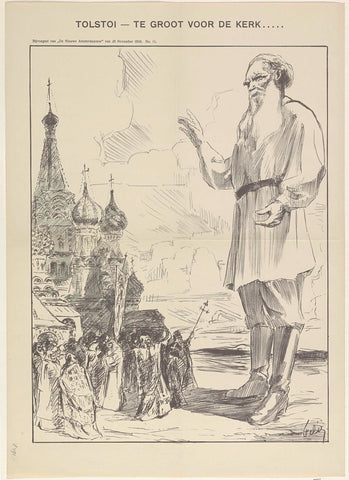 Cartoon with the Russian writer Tolstoy, 1910, Felix, 1910 Canvas Print