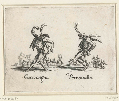 Two street artists like Cucorongna and Pernoualla, Jacques Callot, 1621 - 1622 Canvas Print