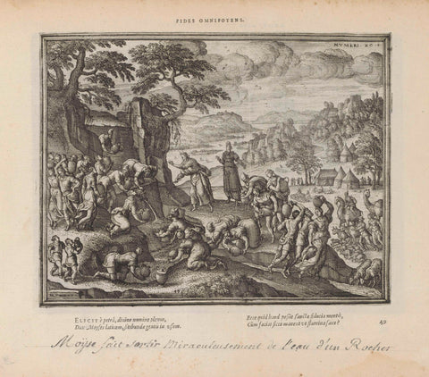 Mozes slaat water uit de rots, Pieter van der Borcht (I), 1613 Canvas Print