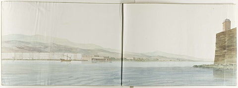 Part of the quay of Messina, seen from extreme point of Castle San Salvatore, Louis Ducros, 1778 Canvas Print