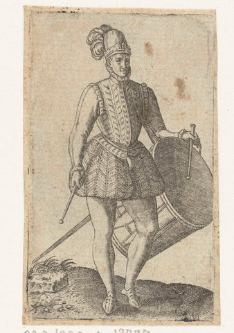 Soldier-tambourine, Abraham de Bruyn, 1550 - 1587 Canvas Print