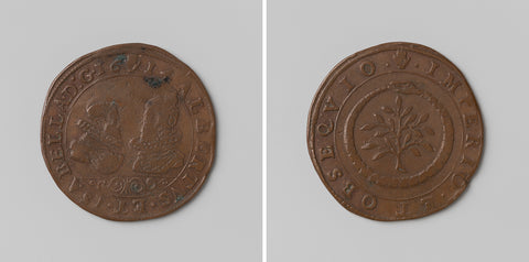 Occupation of Aachen and Mulheim, arithmetic medal in honour of Albrecht and Isabella of Austria, anonymous, 1614 Canvas Print