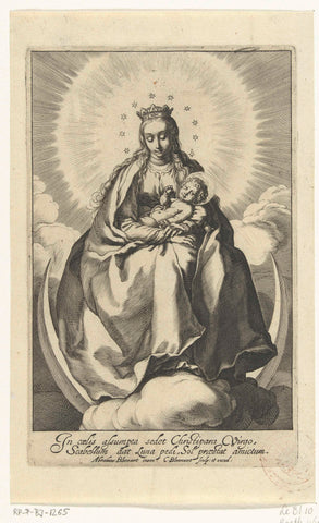 Madonna sitting on the crescent moon, Cornelis Bloemaert (II), c. 1630 Canvas Print