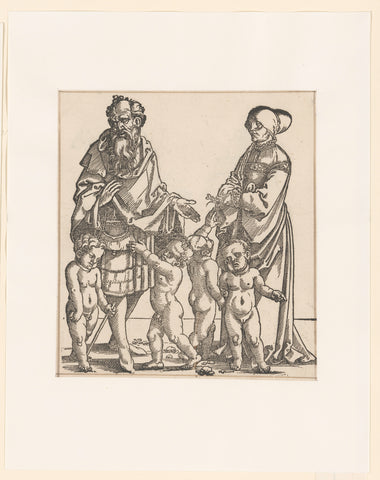 Noah with his wife and children, anonymous, 1530 Canvas Print