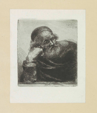 Old man, leaning on his right arm, Jan Chalon, 1802 Canvas Print