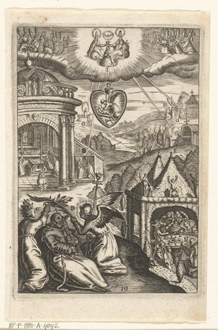 Emblem with worship of Saint Francis of Assisi who lived in virtue, Boetius Adamsz. Bolswert, 1623 Canvas Print