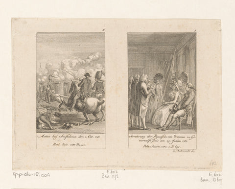 Two performances from Dutch war history, Daniel Nikolaus Chodowiecki, 1788 Canvas Print