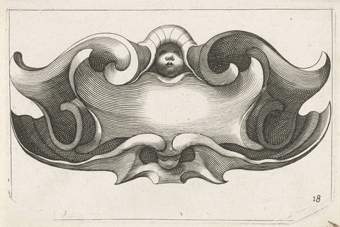 Horizontal cartouche with two children's heads, Lucas Kilian, 1657 - 1685 Canvas Print