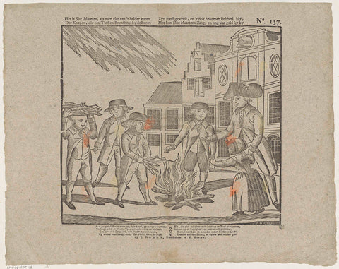 It is Sint Maarten, when one sees at ́t helder vuren / Der knapen, who have been around the neighbors / Zyn for peat and firewood, and have also obtained it, bly, / With their Sint Maartens singing, and some money 'er by, J. Robyn, 1806 - 1830 Canvas Print