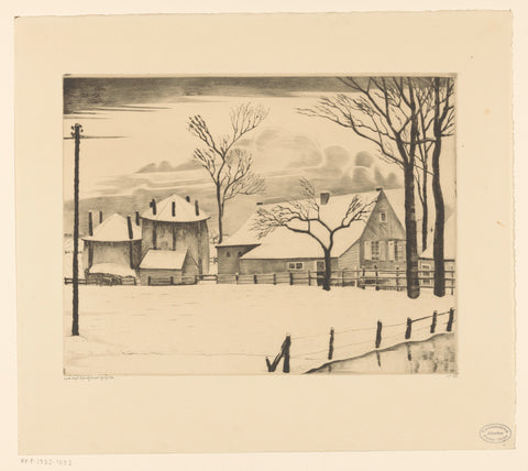 Farm in the snow, Lodewijk Schelfhout, 1929 - 1930 Canvas Print