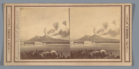 Photo reproduction of a drawing of an eruption of Mount Vesuvius in 1861, Giorgio Sommer, c. 1860 - c. 1880 Canvas Print