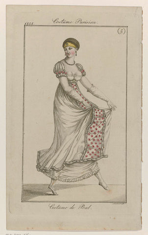 Journal des Dames et des Modes, editie Frankfurt 1805, Costume Parisien (5) : Costume de Bal, Friedrich Ludwig Neubauer, 1805 Canvas Print