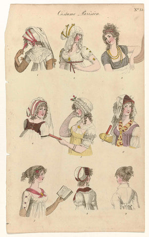 Magazine of Female Fashion of London and Paris, 1800, No. 35: Costume Parisien, anonymous, 1800 Canvas Print