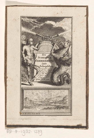 Centaur and eagle with fish tail, Coenraet Decker, 1685 Canvas Print