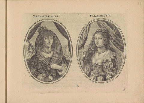 Portraits of Elisabeth Stuart and Louisa Juliana, both as shepherdess, Crispijn van de Passe (II), 1640 Canvas Print