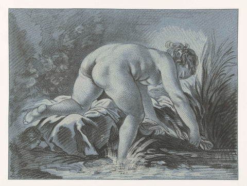 Woman washing, Louis Marin Bonnet, 1768 - 1769 Canvas Print