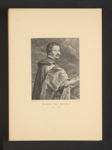 Reproduction of an engraving of a portrait of Andries van Eertvelt by Schelte Adamsz. Bolswert, Joseph Maes, c. 1872 - in or before 1877 Canvas Print