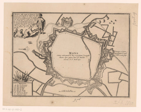 Fortress map of Mons (Mons), anonymous, 1690 - c. 1702 Canvas Print