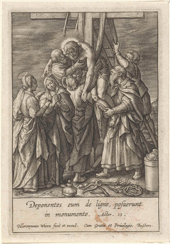 Kruisafneming, Hieronymus Wierix, 1563 - before 1619 Canvas Print