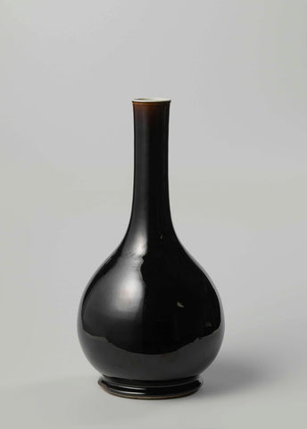 Pear-shaped bottle with a dark brown glaze, anonymous, c. 1850 - c. 1899 Canvas Print